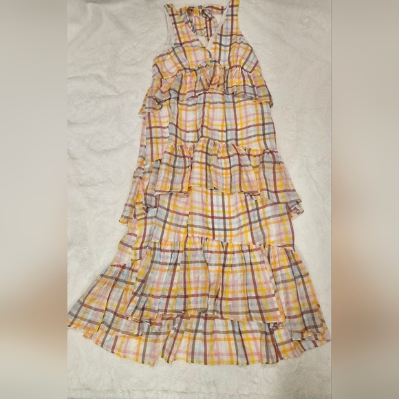 Cinq a Sept Astor Plaid Print Long Dress Size 6 - Picture 10 of 12